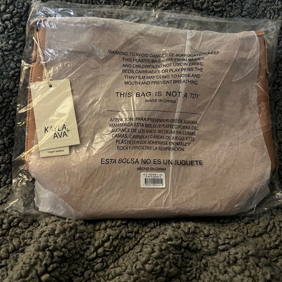 KAYLA + AVA, Vegan Leather Bow Tie Bucket Bag, Dusty Rose - Picture 3 of 3